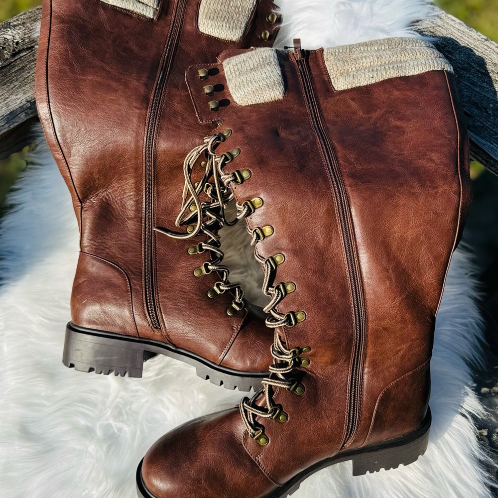 Elegant Brown Lace-Up Boots for Women